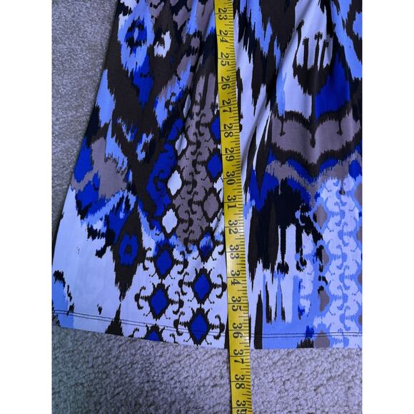 Style And Co Black Blue Retro Dress Size Medium Petite Geometric Print E096 - Picture 9 of 10